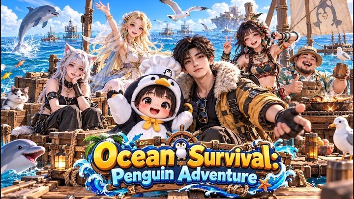【DUB】Sea drowns world! God-tier game system, turn raft to sea fort with 3 beauties & penguin!#anime