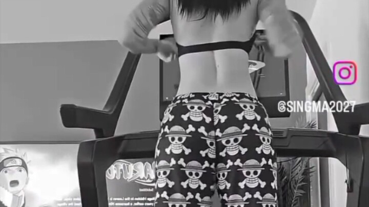 beautiful girl working in a gym