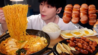 ASMR MUKBANG| 직접 만든 순두부 열라면 간장계란밥 소세지 버섯구이 먹방 & 레시피 FIRE NOODLES AND  EATING