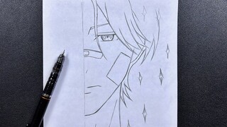 Easy to draw | how to draw anime boy half face - step-by-step