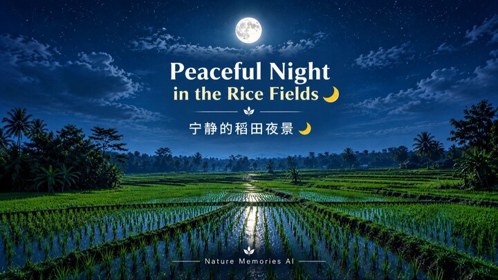 Peaceful Night in the Rice Fields 🌙 | Beautiful Nature Scenery 宁静的稻田夜景🌙｜美丽的自然风光