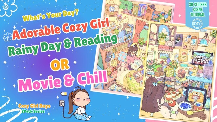 Cozy Girl 3D Sticker Scenes DIY - Rainy Day Reads & Movie Night