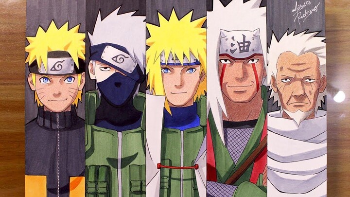 Naruto, Kakashi, Minato, Jiraiya and Hiruzen #NARUTUBRO | Anime Drawing