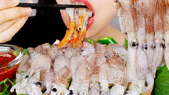 BABY SQUID ASMR ไม่พูดจากินเสียง MUKBANG