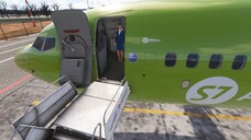 Boarding passengers and loading luggage onto a Boeing 737 Max 8 airplane