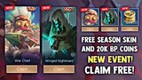 NEW EVENT! FREE 2 SEASON SKIN AND 20K BP COINS + OTHER REWARDS! FREE SKIN | MOBILE LEGENDS 2022