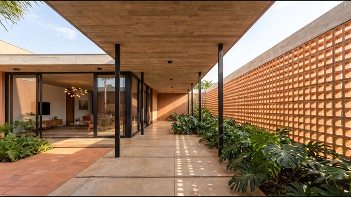 A contemporary villa designed to merge with the landscape.