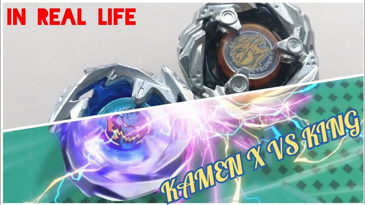 KAMEN X VS KING! DranSword vs LeonClaw! BEYBLADE X! In real life! anime battle/amv