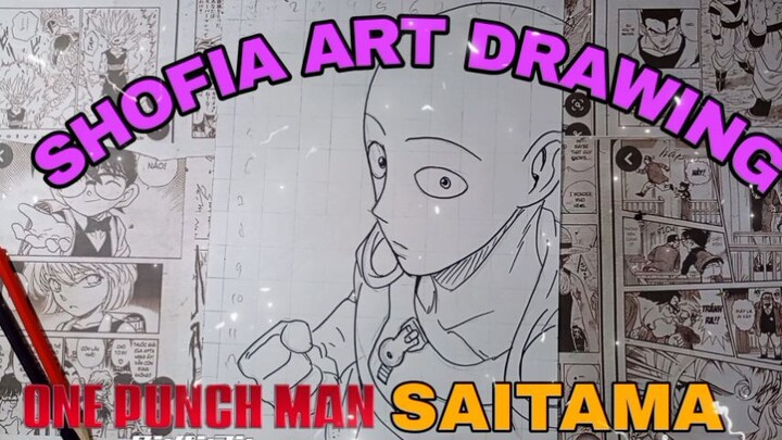 drawing Saitama dari anime one punch👊 man