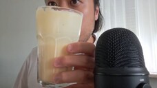 ASMR EATING SOUNDS - BANANA & LASSI DRINK