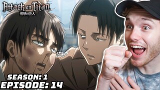 LEVI GIVES EREN A BEAT DOWN!? - Attack on Titan Ep.14 (Season 1) REACTION