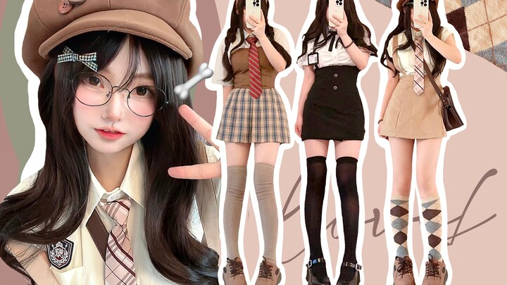 [JK Uniform] American-style high school girl outfit 🐻 Petite curvy hip-skirt ⊙﹏⊙