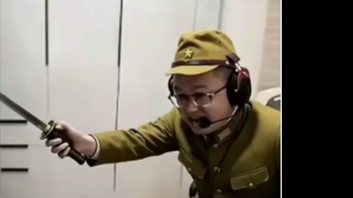A Japanese teenager is practicing with a sword.