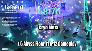 Genshin Impact - 1.5 New Abyss Floor 11 & Floor 12 9 Star Gameplay - Cyro Physical Meta