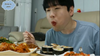 Kimbap, mì tương đen, thịt xào phần 3 #mukbang