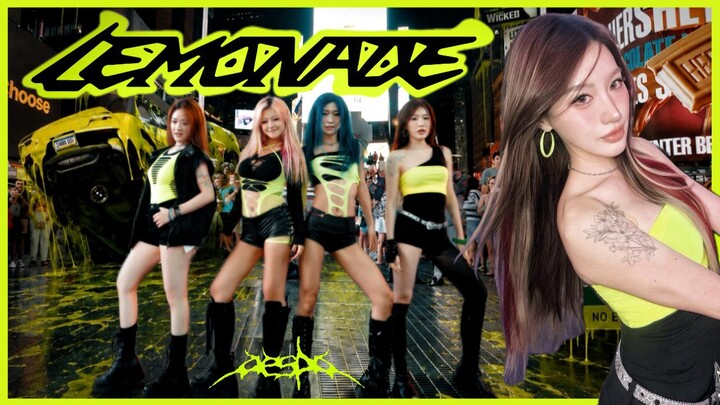 New York’s Mixue Ice Cream Girl Group 🍋 aespa Suddenly Appears in Times Square, Going All Out on Lem