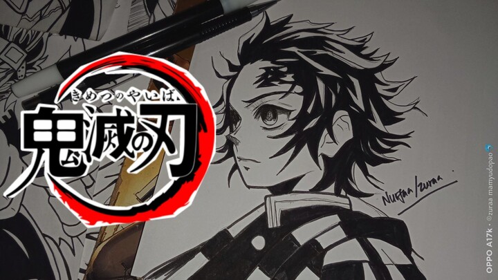 Kamado Tanjiro - Kimetsu no Yaiba || Black and White Art (SPEED DRAWING)