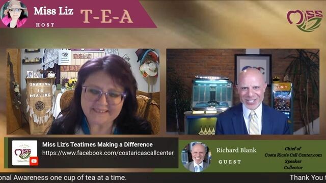 Enjoy a hot cup while listening. The Teatime with Miss Liz Podcast with special guest Richard Blank