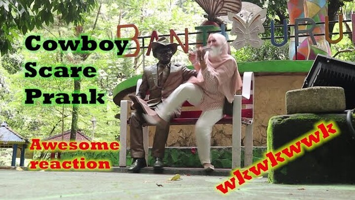 cowboy prank.best cowboy prank. best statue scare prank. jakarta cowboy prank. makassar cowboy prank