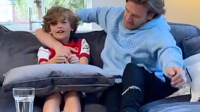 This prank-practiced kid's reaction was just too adorable—after hesitating for three seconds, he sud