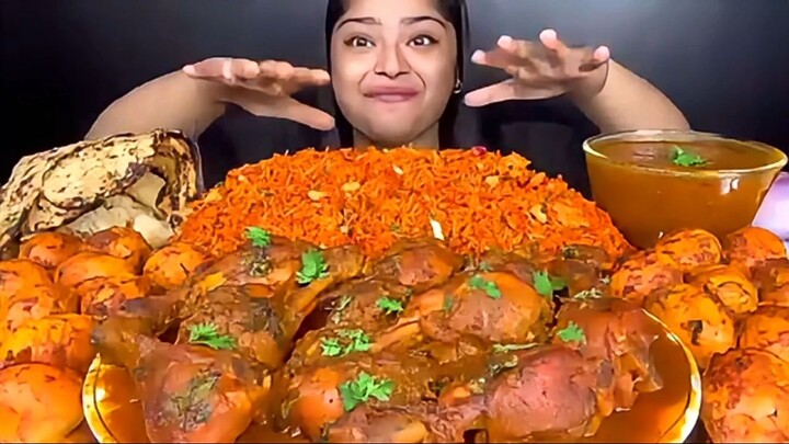 spicy chicken leg piece with spicy gravy and boil eggs mukbang  ........