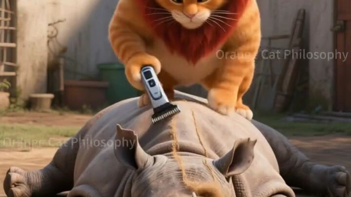 Orange cat funny video