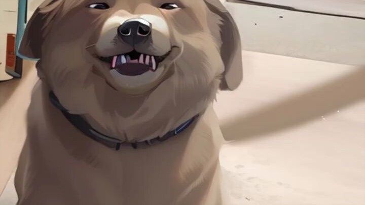 Stray dog charms everyone with its adorable antics for a grilled sausage, grinning from ear to ear!