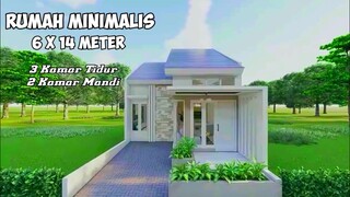 DESAIN RUMAH MINIMALIS (6×14 meter) + 3 Kamar Tidur