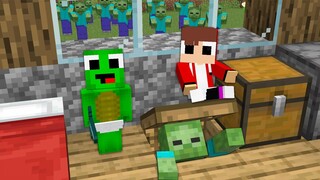 How Baby Mikey & JJ Escaping from a Zombie Apocalypse in Minecraft challenge (Maizen Mizen Mazien)