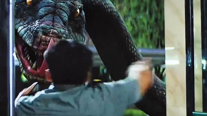 That giant serpent swallows a person in one gulp—it’s freaking terrifying; a group of young people n