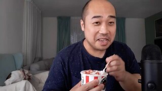 ASMR KFC Ultimate Ice Cream Strawberry Cheesecake + Paper Bowl Licking & Spoon Licking