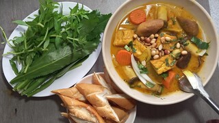 món cà ri chay. nấu chuối sáp đậu hủ rất ngon tuyệt vời