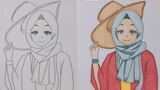 Belajar Pake Warna || Menggambar Anime Kartun Muslimah Untuk Pemula