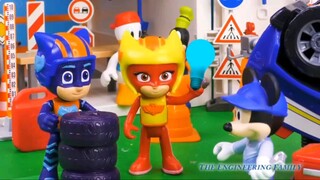 PJ Masks Use Pretend Play Mechanic Mickey to Fix Paw Patrol Cars