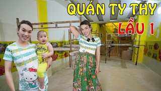 Cận cảnh lầu 1 quán Ty Thy đang thi công, sắp ra mắt đẹp lung linh - Ty Thy Vlog Gỏi đu đủ