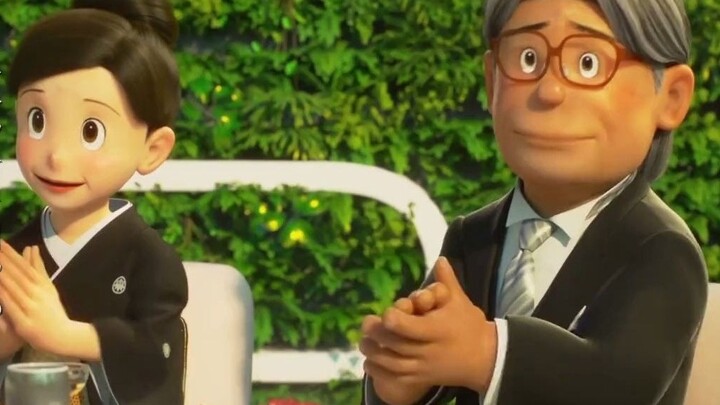 Nobita takes his deceased grandma to his own wedding