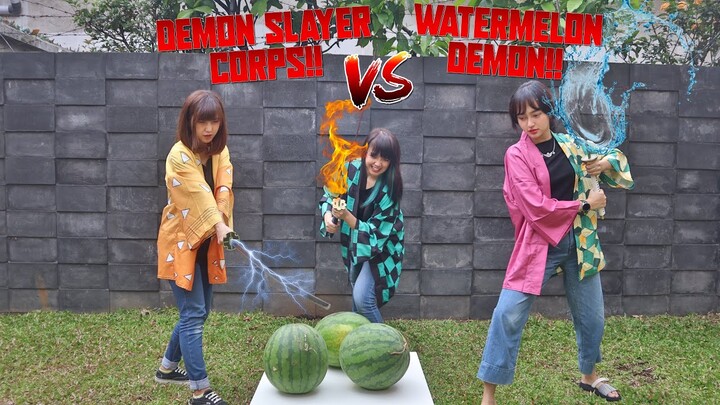 DEMON SLAYER vs WATERMELON (SEMANGKA)