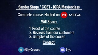 (DOWNLOAD) SANDER STAGE - IPGA MASTERCLASS