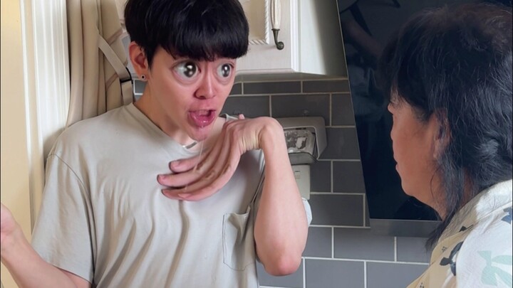 After cleaning the kitchen, my mother also cleaned me up.