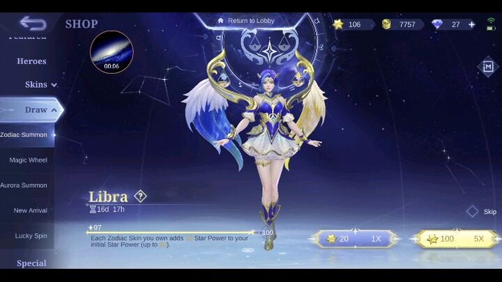 finally I got zodiac skin MLBB