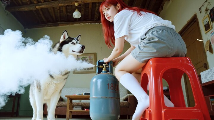 Satu keluarga sedang berakting heboh, tiba-tiba anjing mereka berdiri dan mematikan kompor gas! Film