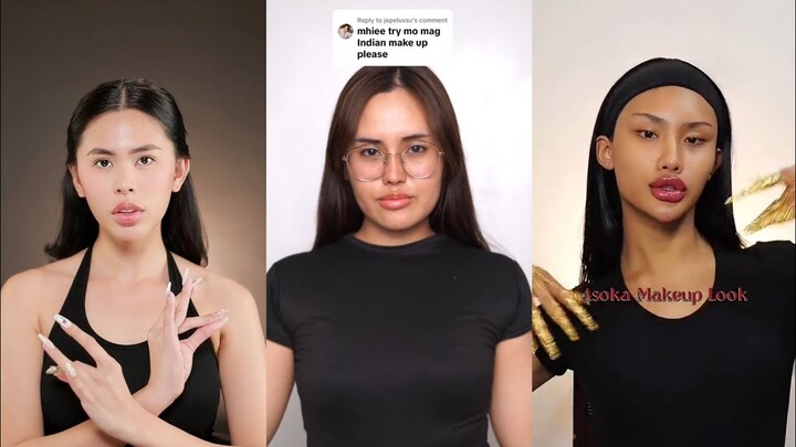 Makeup Transformation | NEW TREND Indian/Osaka Bridal Makeup On TikTok | Lenie,  Fujicko, Janio