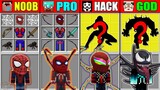 Minecraft NOOB vs PRO vs HACKER vs GOD SPIDER-MAN: FAR FROM HOME CRAFTING MUTANT CHALLENGE Animation