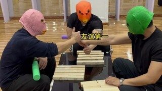 The wood blocks are sorting colors, and you three seem to be sorting out life and death.