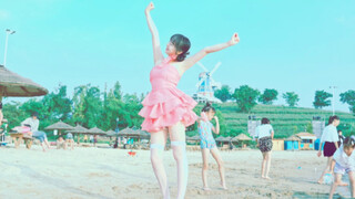 Roly poly纯享版，夏日沙滩，粉色蓬蓬裙和白丝，活力全开啦