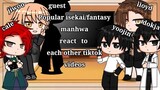 Popular Isekai/fantasy manhwa react to each other TikTok videos ||dokja,cale,yoojin, jiwoo and lloyd