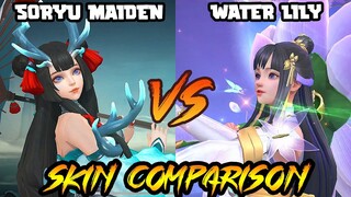 KAGURA WATER LILY ANNUAL STARLIGHT SKIN EFFECT VS. SORYU MAIDEN SKIN - MLBB SKIN COMPARISON SERIES