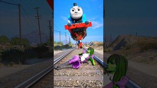 GTA V: GIANT HULK SAVING SHE HULK FROM THOMAS THE TANK ENGINE #shorts #trains