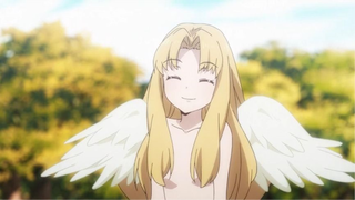 The man just took a nap leaning against the giant bird, and when he woke up he found a little girl b