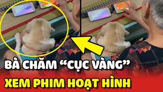 Cháu gái NGẬM NGÙI nhìn bà ngoại cho "CỤC VÀNG" xem phim hoạt hình 😂 | Yêu Lu